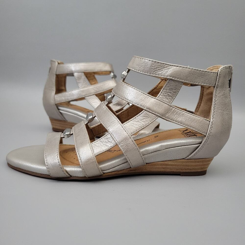 Sofft Rio Il Gladiator Sandals Womens 6 M Metallic Pewter Zip Shoes Boho - Picture 3 of 8